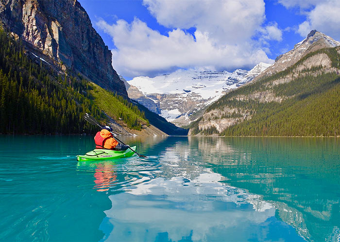 Kayaker on Lake Louise