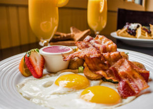 2 eggs bacon, fresh orange juice, morning light legends restaurant