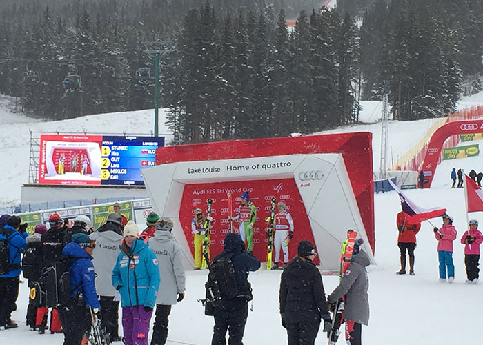 Award ceremony for ski race at Lake Louise Resort