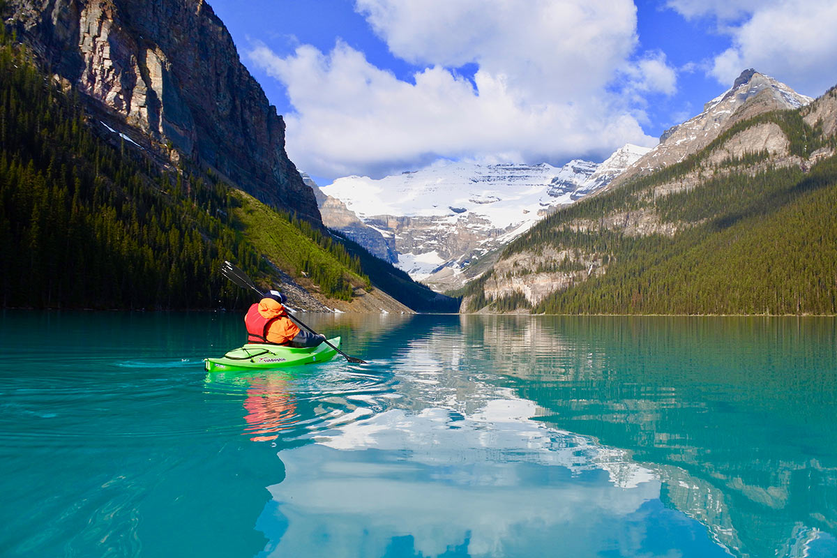 Kayaker on Lake Louise