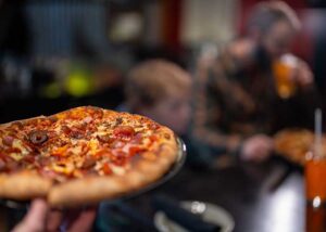 pizza served hot in our restaurant