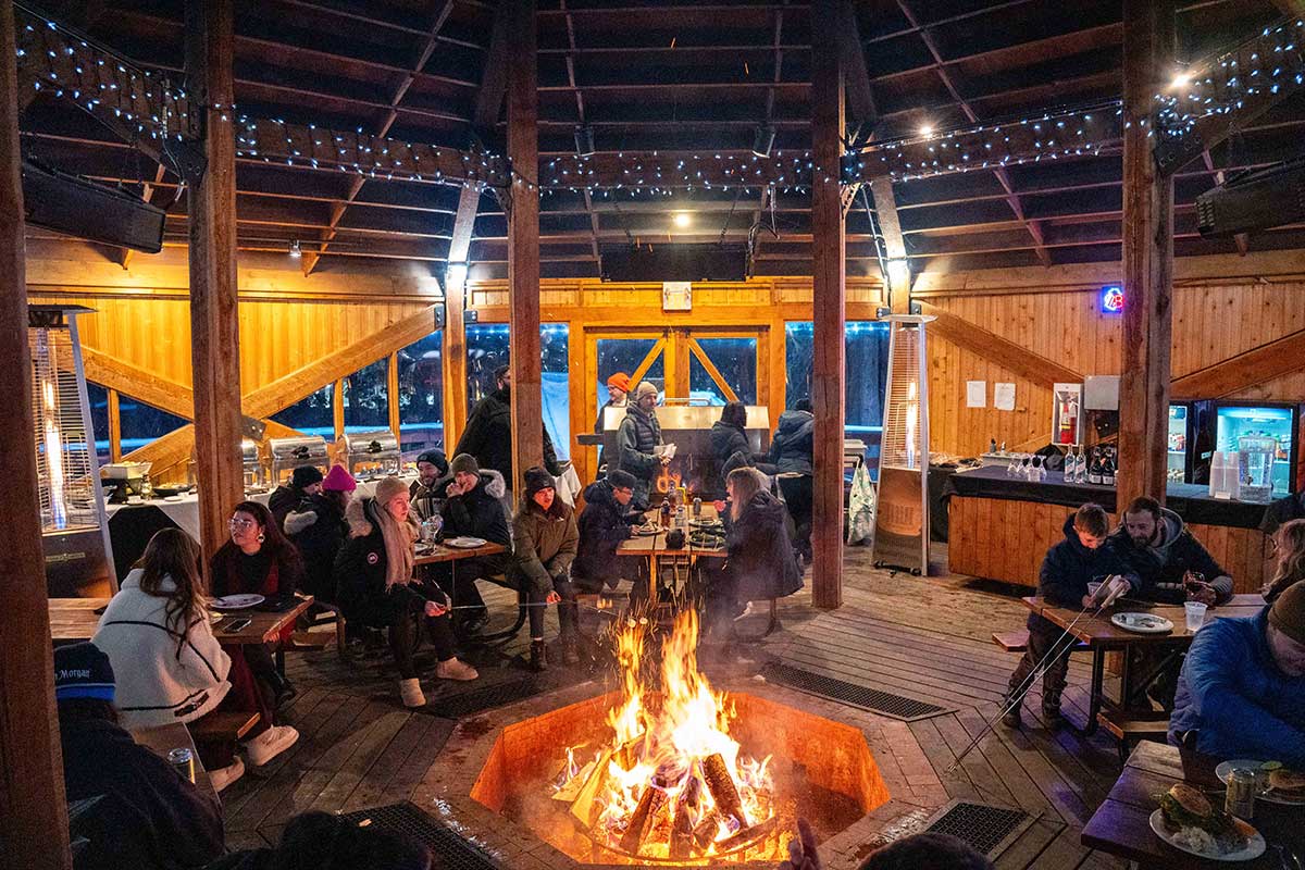 Fire pit in the Lake Louise Inn gazebo