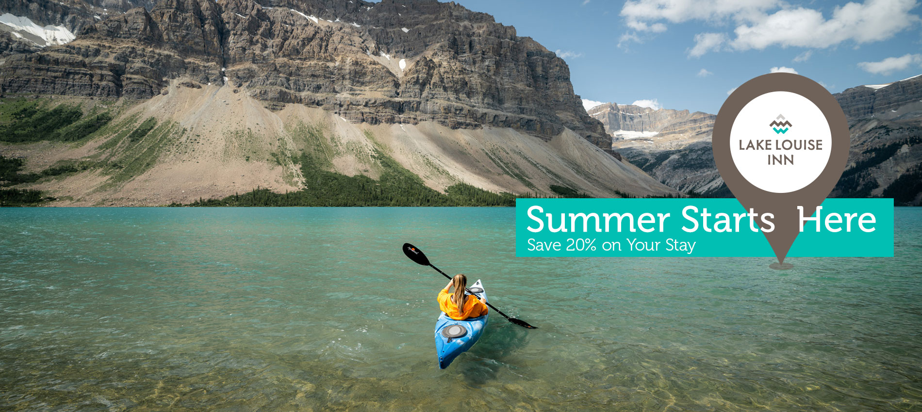 Summer starts here. Save 20% off your stay. Lake Louise Inn.