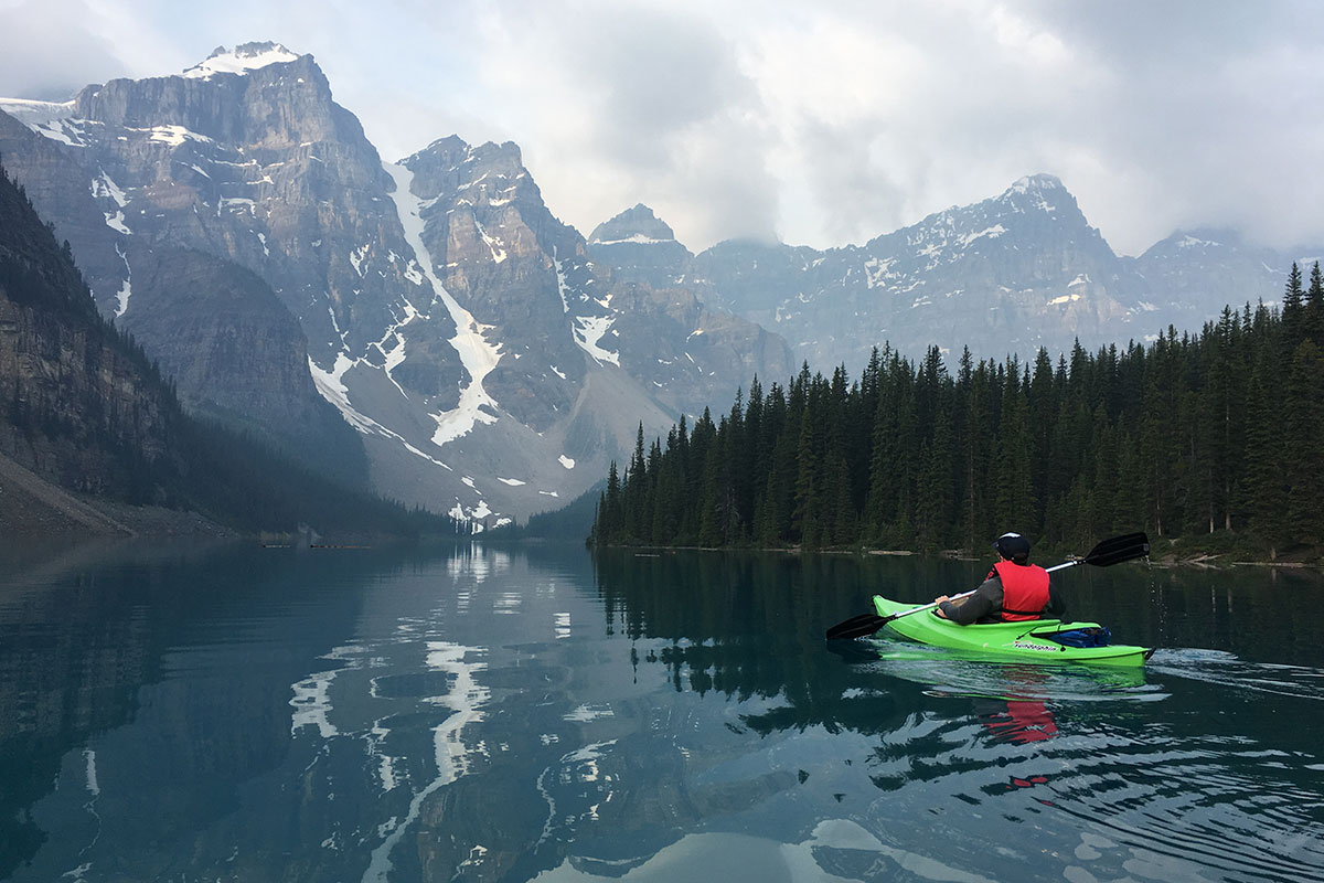 Kayaking on Moraine Lake, Alberta, Canada